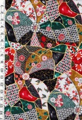 Japanese – Senyo Cloisonne Floral Collage – SK-8600-1B-Green – By the Half Yard
