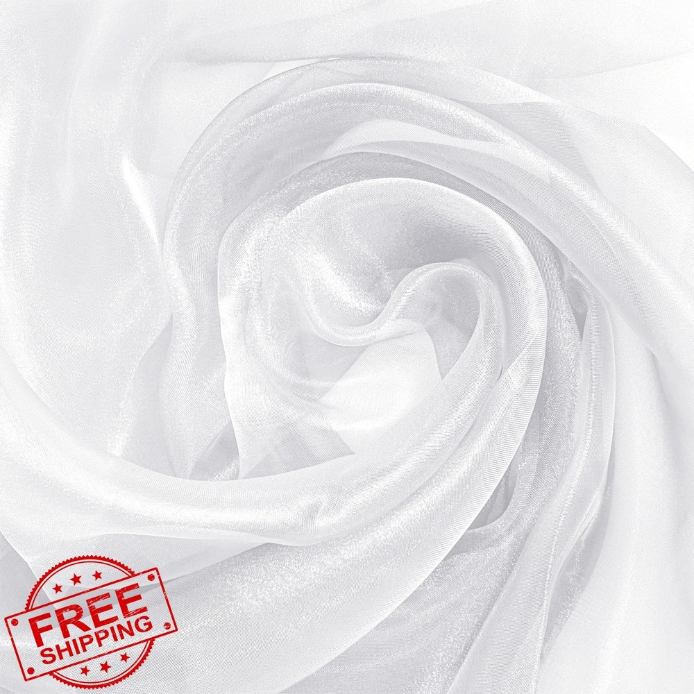 Sheer Organza Fabric by The Yard, 11 Yard x 60 Inch Wide White Silk Organza F…
