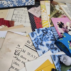 Junk Journal Lot 1Lb Ephemera Card Ribbons Book Page Fabric Button Craft Collage