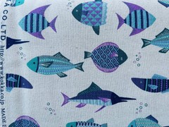 Kokka – Japanese Fabric – Fish – Lightweight Cotton Linen Canvas