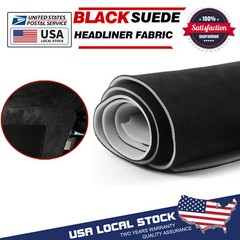 Black Suede Headliner Fabric 1/8″ Foam Upholstery Car Roof Liner Replacement