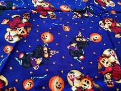 RARE Vintage Halloween By Joan Elliott Trick Or Treat Animals Cotton Fabric 1 Yd