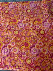 Fabric Lot 4 Yds 12 Ins 44 W Paisley Circles Pink Yellow Coral Cotton Seersucker
