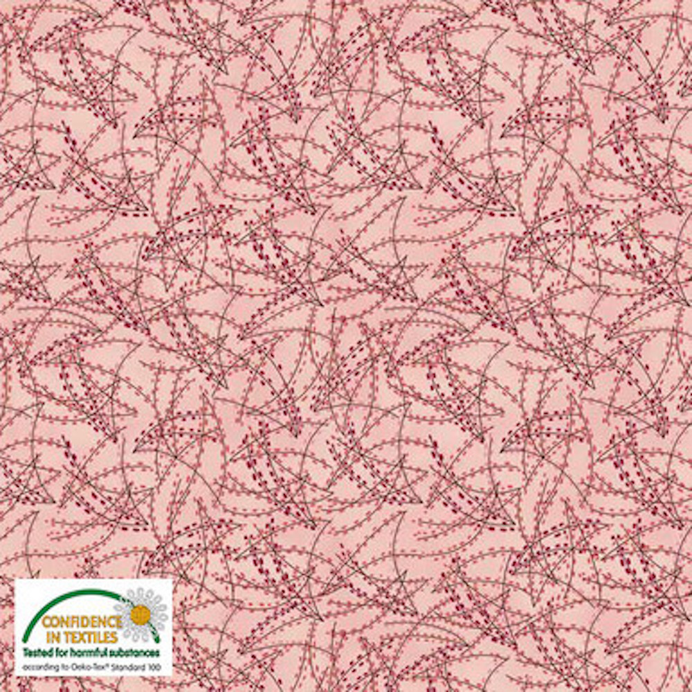 Stof Fillippa’s Line Lines & Oblong Dots Rose Cotton Fabric By The Yard