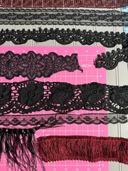 Remnant / Salvaged Vintage Material & Ephemera Pack. Black, Velvet, Sparkle Mix