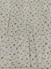 VTG Thai Silk Fabric Handwoven Creme Abstract Swirls Teal Copper Red 78 x 44