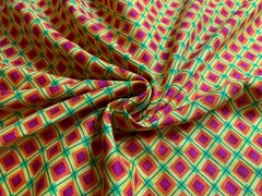 Yellow & Pink Diamonds Cotton Fabric Vintage 90’s OOP by SSI