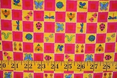 SMALL BUG SQUARES BUTTERFLY DRAGONFLY WORMS 100% COTTON FABRIC 38X43 INCHES