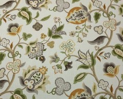 P KAUFMANN PIED A TERRE VANILLA D4178 LARGE JACOBEAN FLORAL FABRIC BY YARD 54″W