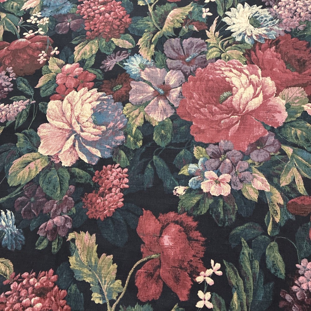 VTG Fabric By Western Textile Screen Printed 100% Cotton Floral Made In USA 9 Yd