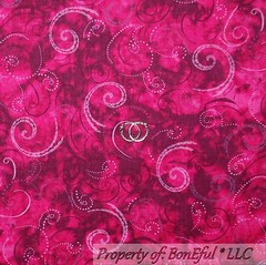 BonEful FABRIC FQ Cotton Quilt Fuchsia Dark Pink Swirl Scroll Blender Dot Calico