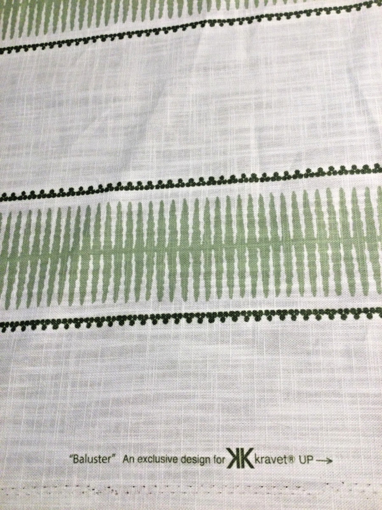Kravet “Baluster” Decorator Fabric 120” by 56” wide Green and White Linen Blend