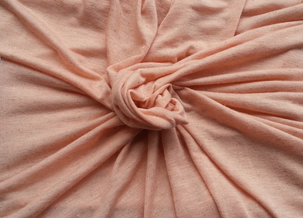 Salmon Linen Blend Jersey Knit Fabric By the Yard [Nightgown, Dress, Shirt] 6/15