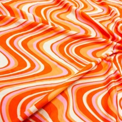 Retro Orange Printed Nylon Spandex Fabric 4 Way Stretch for Swimwear