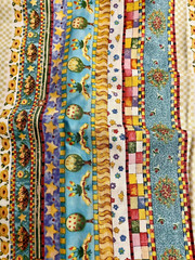 Cheerful Brightly Multicolored Novelty Stripe Stars Florals Checks 38″X23″