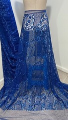 Royal Blue Metallic Embroidered Sequins Lace Fabric 50” Width Sold By The Yard