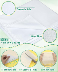 Woven Cotton Iron-On Fusible Interfacing: 44 Inch X 2 Yards White Lightweight 10