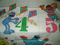 Vintage SESAME STREET Number themed PVC Coated Fabric (120cm x 61cm)