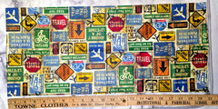 Travel Getaway Road Signs Sewing Fabric Fat Quarter 18 x 21-inch Cotton Craft
