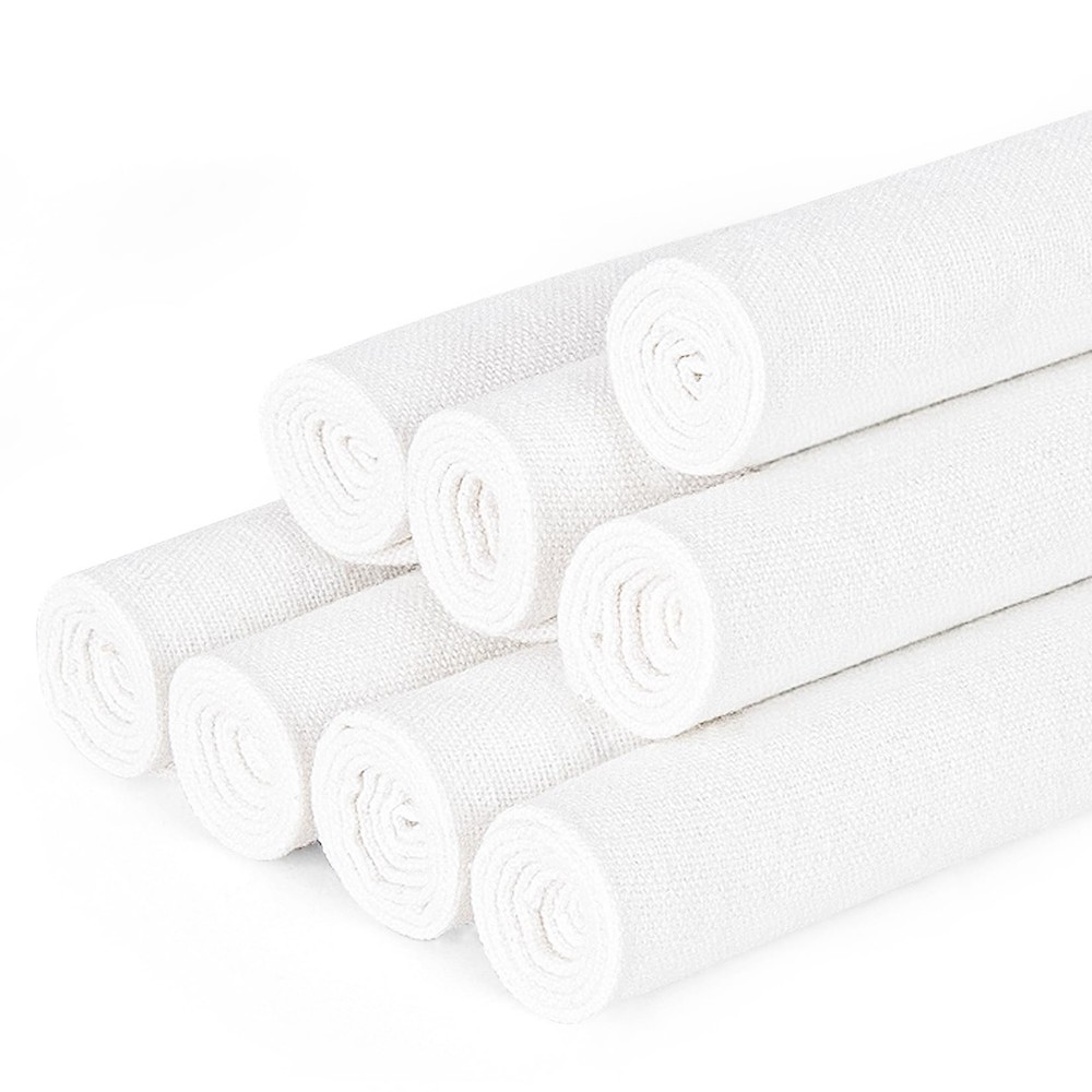 8 PCS Linen Embroidery Fabric, Pre-Cut Solid Color 13.8 × 13.8 Inch Square Ne…
