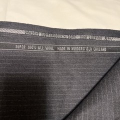 3.6+ yards of English Luxury Pinstripe Wool Suiting Fabric. Dark Gray. 60”W