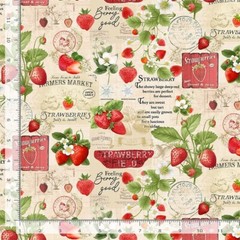 Cotton Berry Sweet Market Collage Cotton Fabric Print by the Yard D567.16