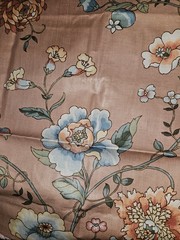 HTF VTG 1981 LUTHER TRAVIS Bloomcraft Fabric Jacobean Flower Print 2.25 Yrd X 54