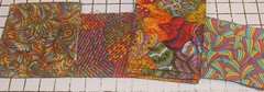 4 Fabric Quilt Material Patterns & Bright Colors Scrap Pieces Colorful Bright