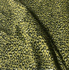 Green & Black Leopard Animal Print Fabric Cotton Curtain Material – 140cm wide