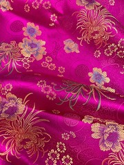 Kate FUCHSIA Floral Brocade Chinese Satin Fabric by the Yard – 10037