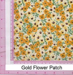 Golden Yellow Flower Patch 100% Cotton Calico Fabric 1/4 yard 22.5 cm off bolt