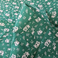 Vintage Wamsutta Christmas Toy Green & White Cotton for Quilting 33 x 36 inches