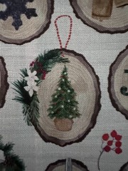 Christmas Holiday Theme Ornaments Wood-Cut Miniatures Fabric FAT QUARTER, FAT 8