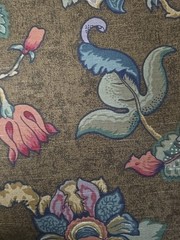 Vtg Screen Print Fabric Floral Retro Boho John Wolf Decorative 1 Yard 18 In.
