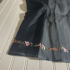 SILK Blue-Gray- flowers FABRIC 3 Yards x 21 Inches Wide or 108 Inches x 21 Wide
