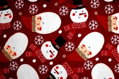 NEW*BTY*CHRISTMAS SANTA*SNOWMEN*SNOWFLAKES ON MAROON FLEECE FABRIC 1 YD 60×36″
