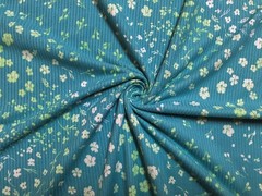 Rib Knit Fabric Persian Green Ditsy Floral Rayon 4 Way Stretch 60″W Yard-RBPR015