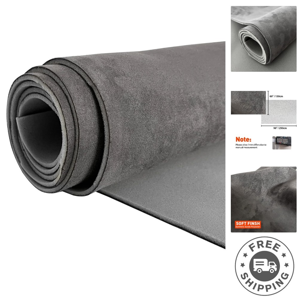96” x 60” Dark Gray Suede Headliner Fabric for Car Roof Replacement