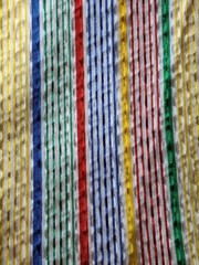 Vtg Wamsutta Striped SEERSUCKER Fabric Red Blue Yellow Green 2+ Yards 1980’s Kid