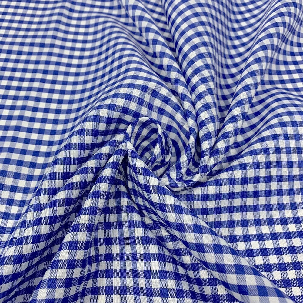 4 mm Gingham Checkered Plaid Polyester Cotton Poplin Fabric By The Yard
