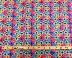 2+ Yds x 42 In Fabric Quilting Cotton Colorful Squares Rainbow Contrast 232