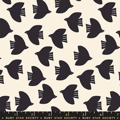 Catnap Birds black on natural yard x 43 inches wide Ruby Star Moda Fabrics