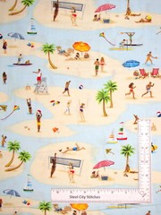 Beach Sand People Swim Boat Play Fabric Cotton Timeless Treasures C1169 By Yard