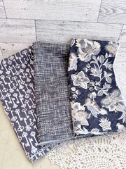 3 Piece Bundle of Black Print Cotton Fabrics- 1/2 yard each= 1.5 Yards by WOF