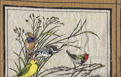 Vintage Piece unused FABRIC signed BIRD LAND all VAT Colors Screenprint 36×30