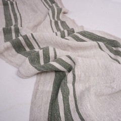 100% linen fabric 340gsm French stripes grain sack vintage green navy blue black