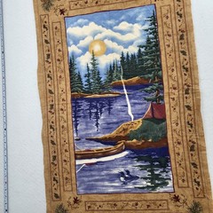 WILDERNESS TRAIL Holly Taylor MODA Flannel fabric panel 23×42″ camp canoe rustic