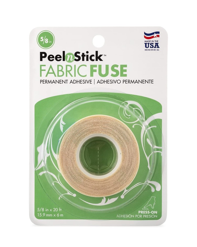 PeelnStick Fabric Fuse Adhesive Tape 5/8″ x 20 ft – Washable & Double-Sided