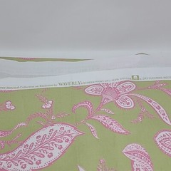 Waverly Fabric L H Suva Cotton Green Pink Yard Fabric Leaves Floral 36″ x 60″