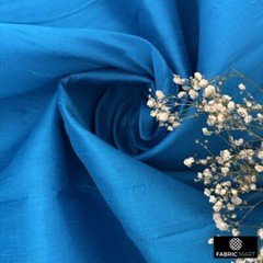Turquoise Blue 100% Pure Silk Dupioni Fabric by the Yard, 1 Yard Blue Silk
